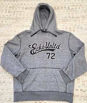 Vintage Y2K Hoodie | ECKŌ UNLTD.  | Grey Streetwear Pullover | Ungendered Fit L